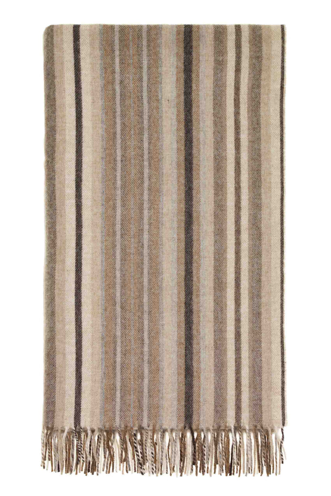 Santa Cruz Natural/Stripe-Merino Lambswool Throw-Made in England