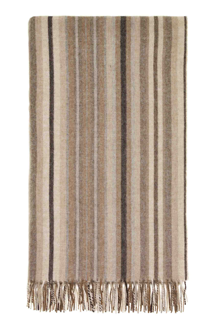 Santa Cruz Natural/Stripe-Merino Lambswool Throw-Made in England