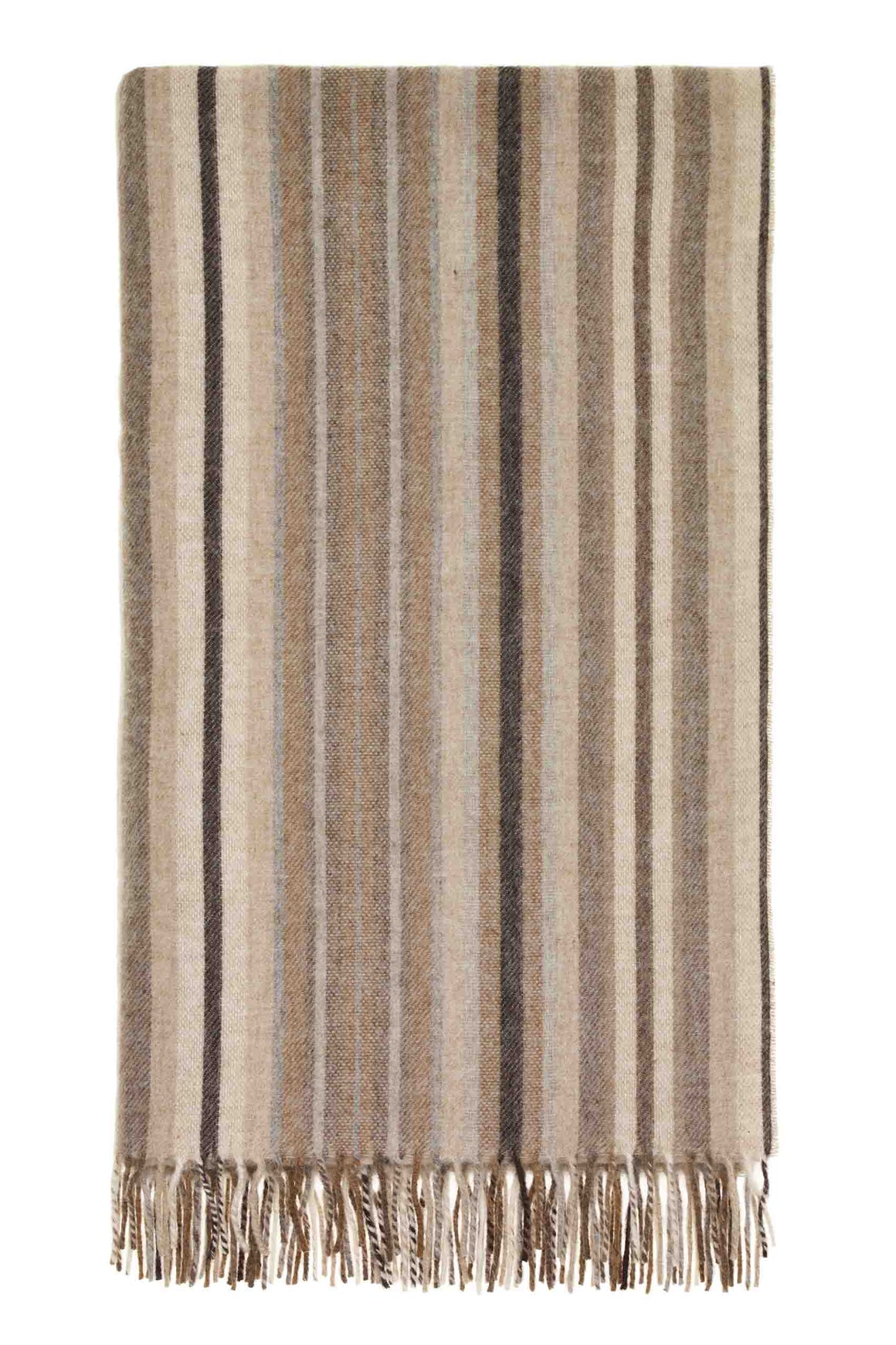 Santa Cruz Natural/Stripe-Merino Lambswool Throw-Made in England