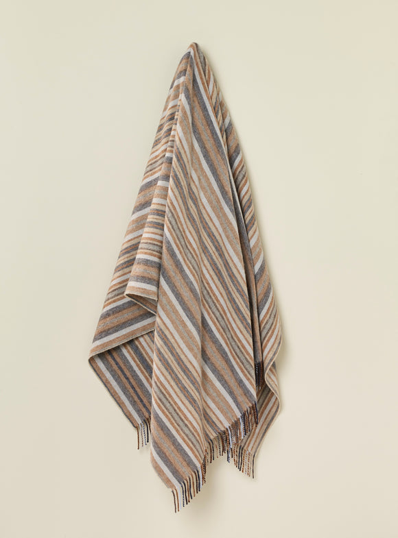 Santa Cruz-Navy/Rust-Merino Lambswool Throw-Made in England