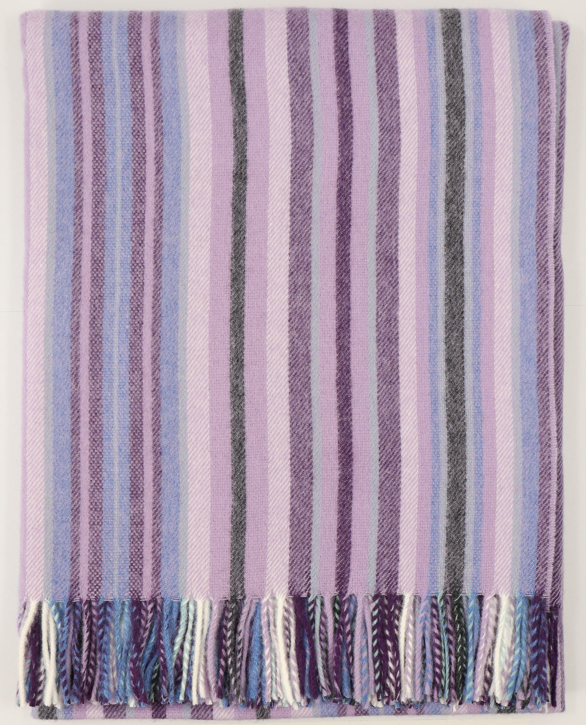 Santa Cruz Lilac/Stripe-Merino Lambswool Throw-Made in England