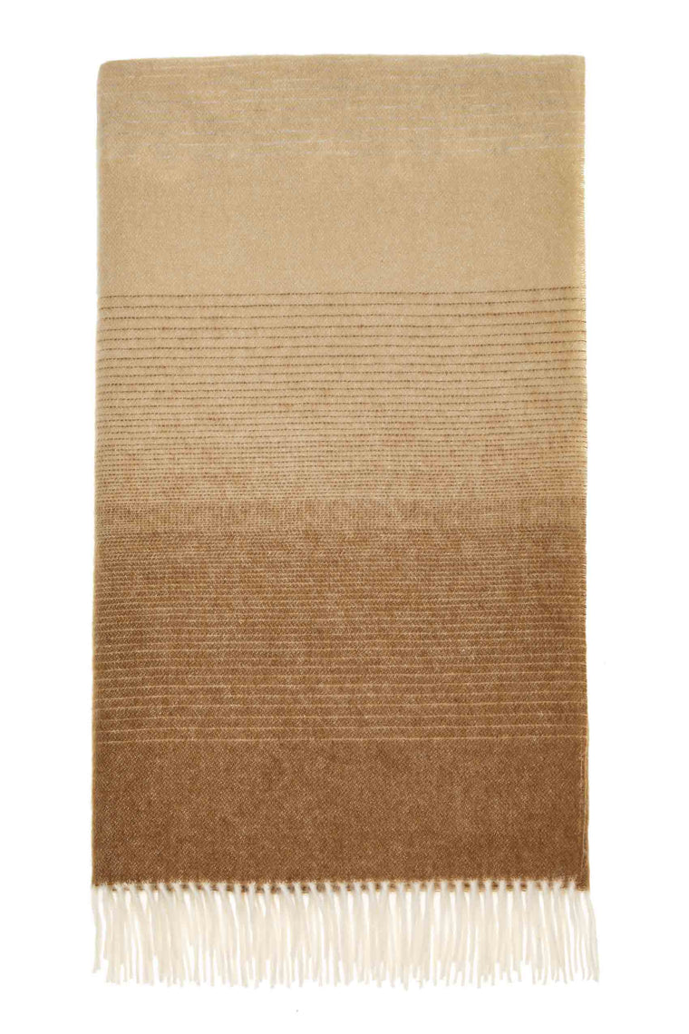 Ombre Stripe-Natural-Merino Lambswool Throw-Made in England