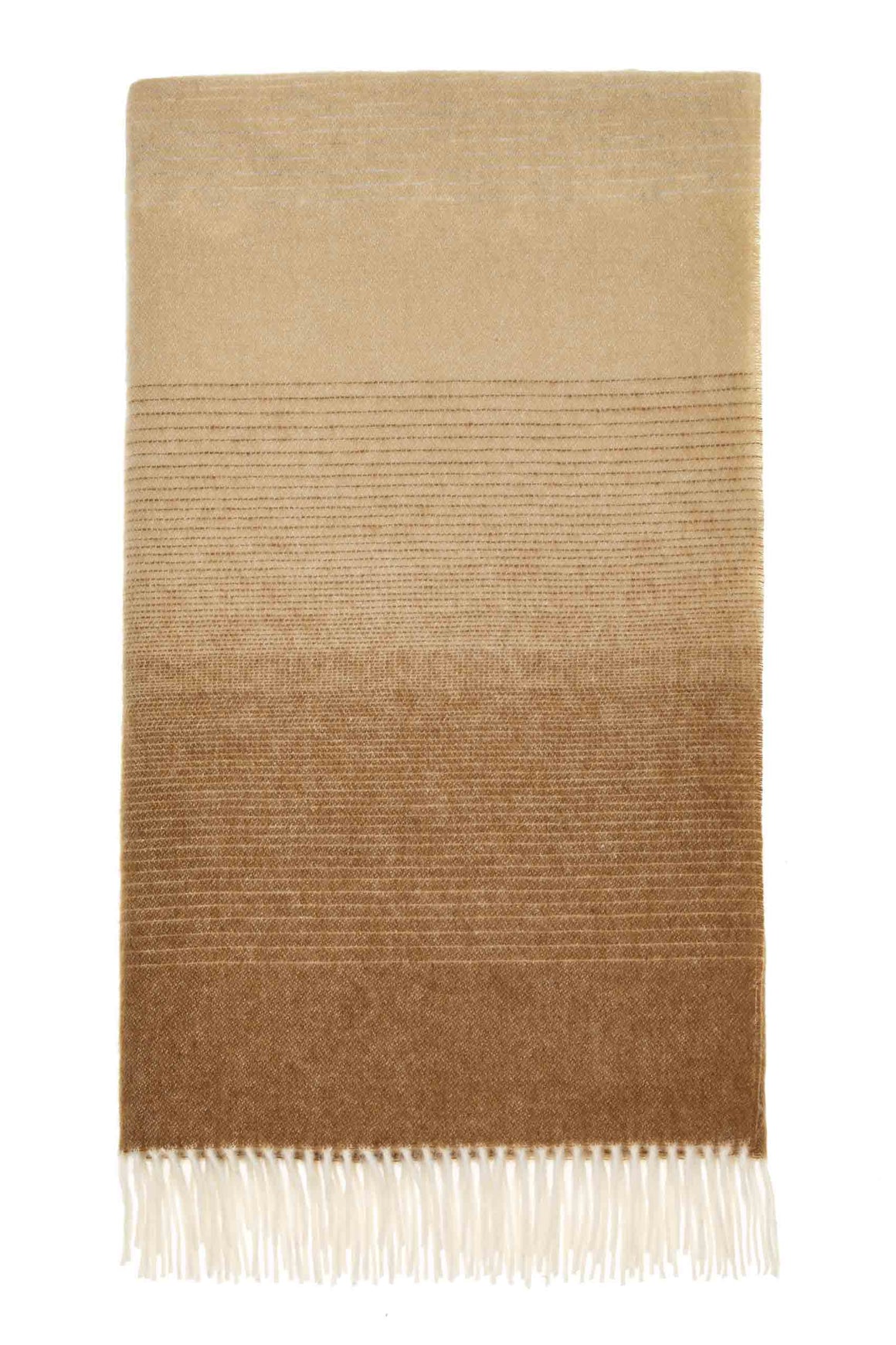 Ombre Stripe-Natural-Merino Lambswool Throw-Made in England