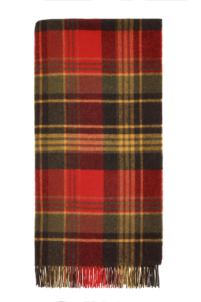 Alpine Plaid Red/Olive Pure New Wool Throw