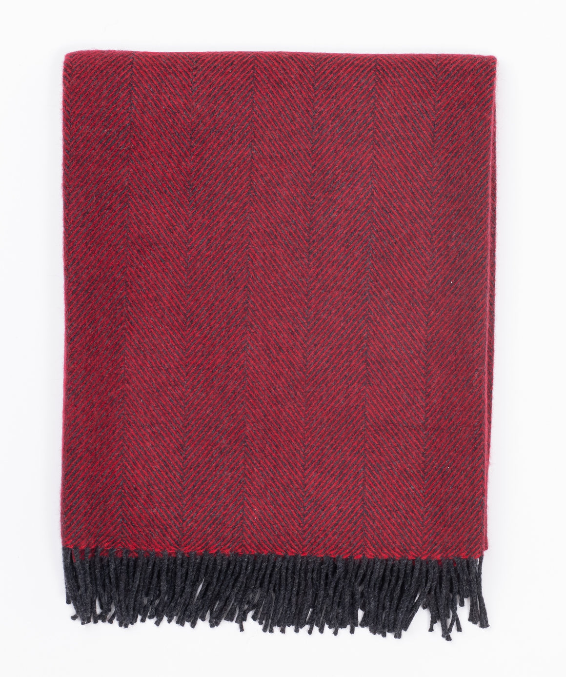 Remony Herringbone Scarlet / Black, Merino Lambswool, Made in Scotland