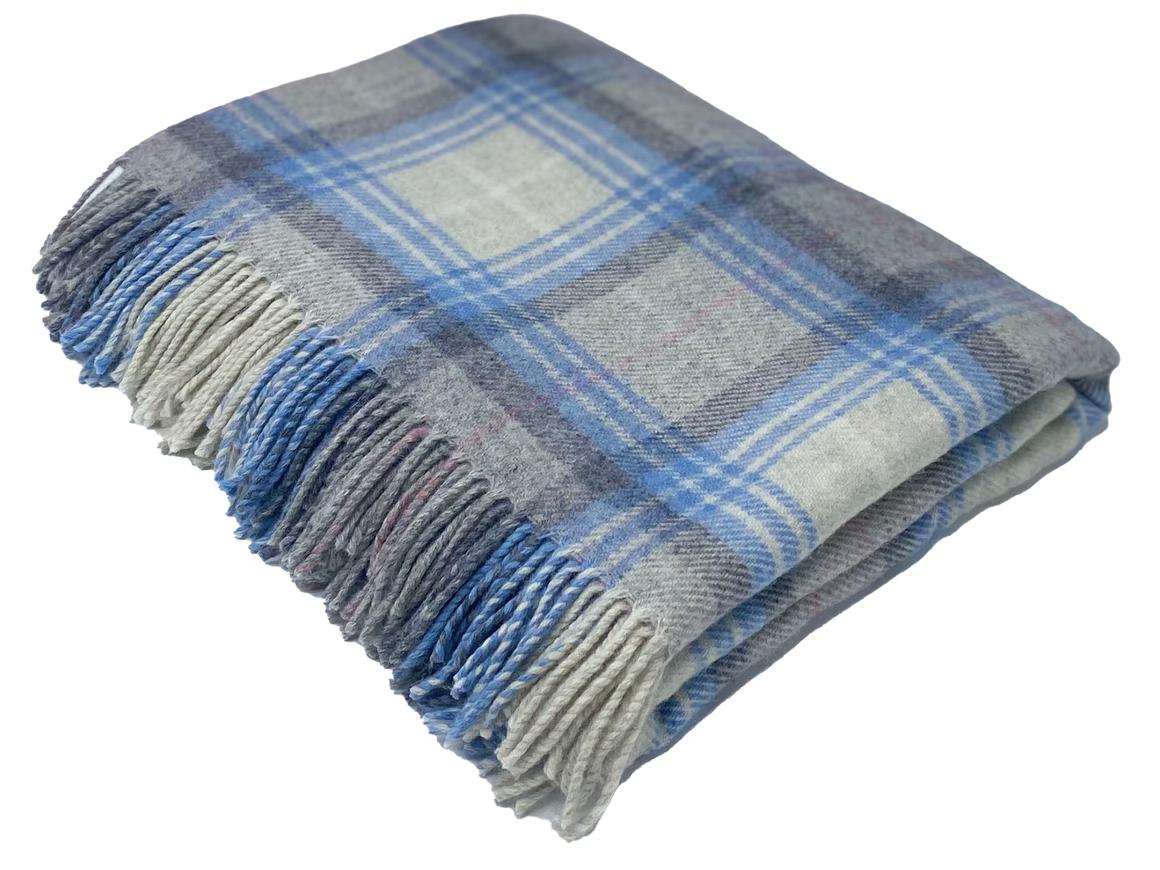 Lindores Cornflower - Merino Lambswool Throws - Made in Scotland