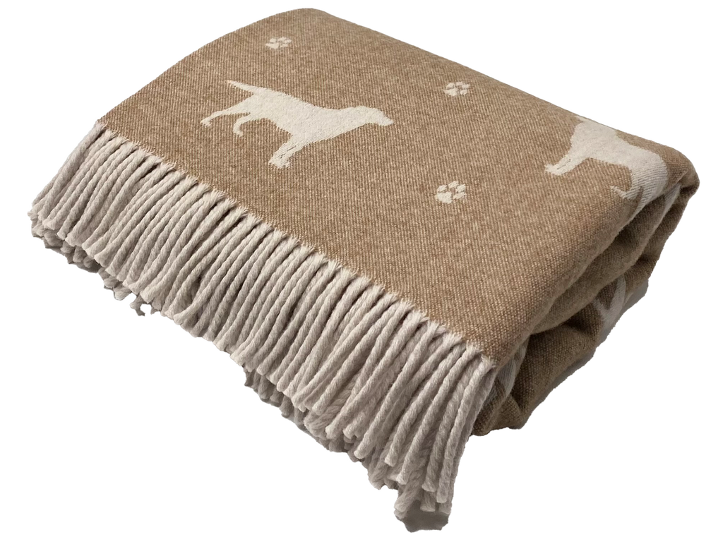 Brown Labrador Throw, Merino Lambswool, Made in England