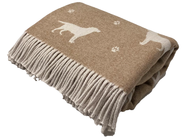Brown Labrador Throw, Merino Lambswool, Made in England