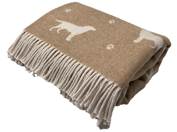Brown Labrador Throw, Merino Lambswool, Made in England