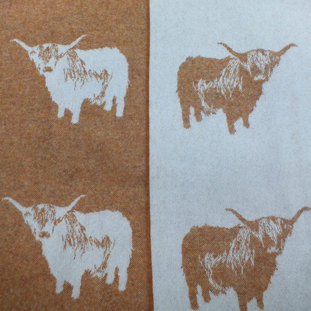Highland Cow Throw, Merino Lambswool, Made in England