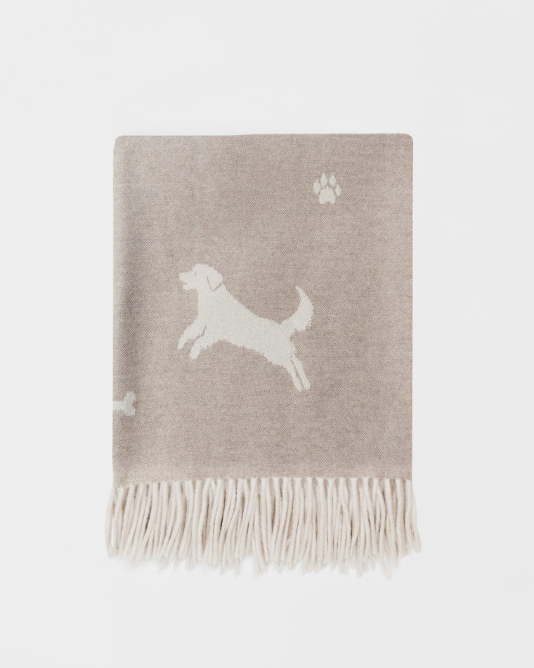 Multi Dog Throw Beige, Merino Lambswool, Made in England