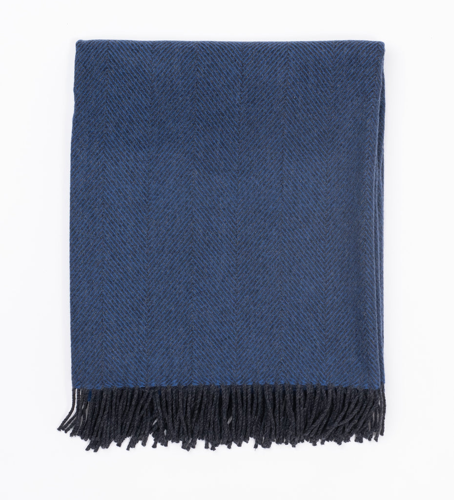 Remony Herringbone Denim / Charcoal, Merino Lambswool, Made in Scotland
