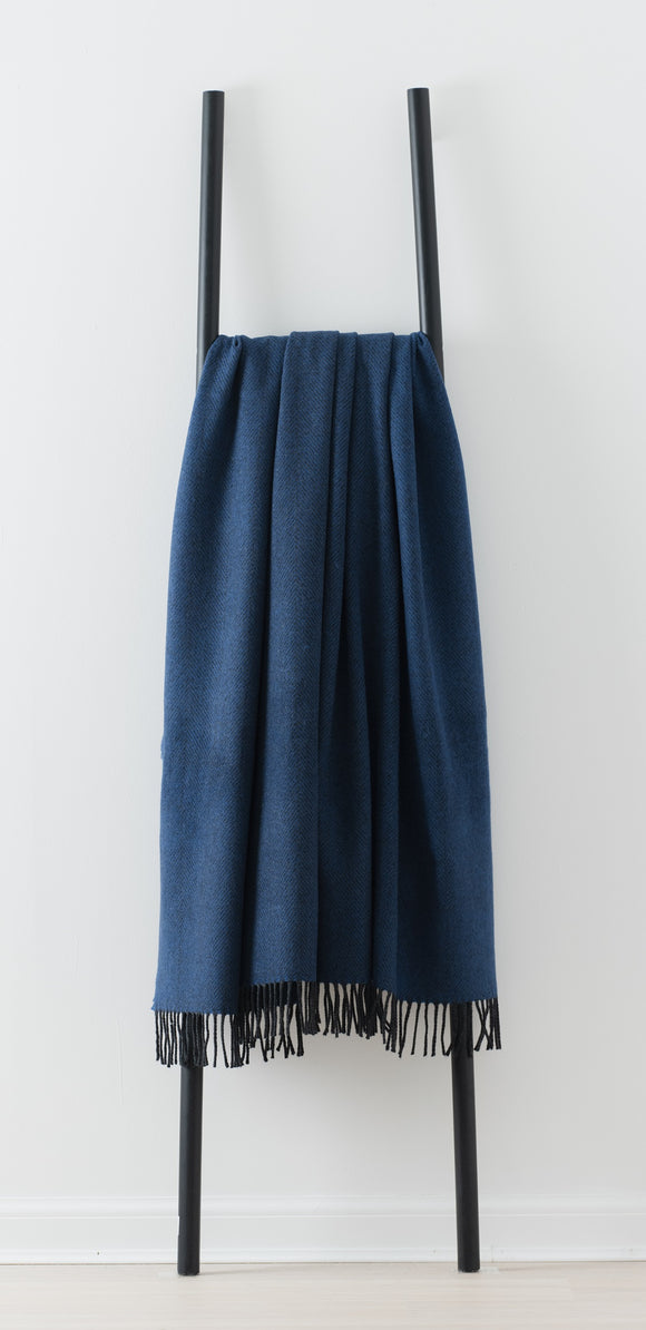 Remony Herringbone Denim / Charcoal, Merino Lambswool, Made in Scotland