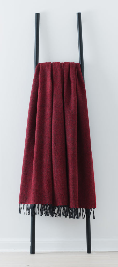 Remony Herringbone Scarlet / Black, Merino Lambswool, Made in Scotland