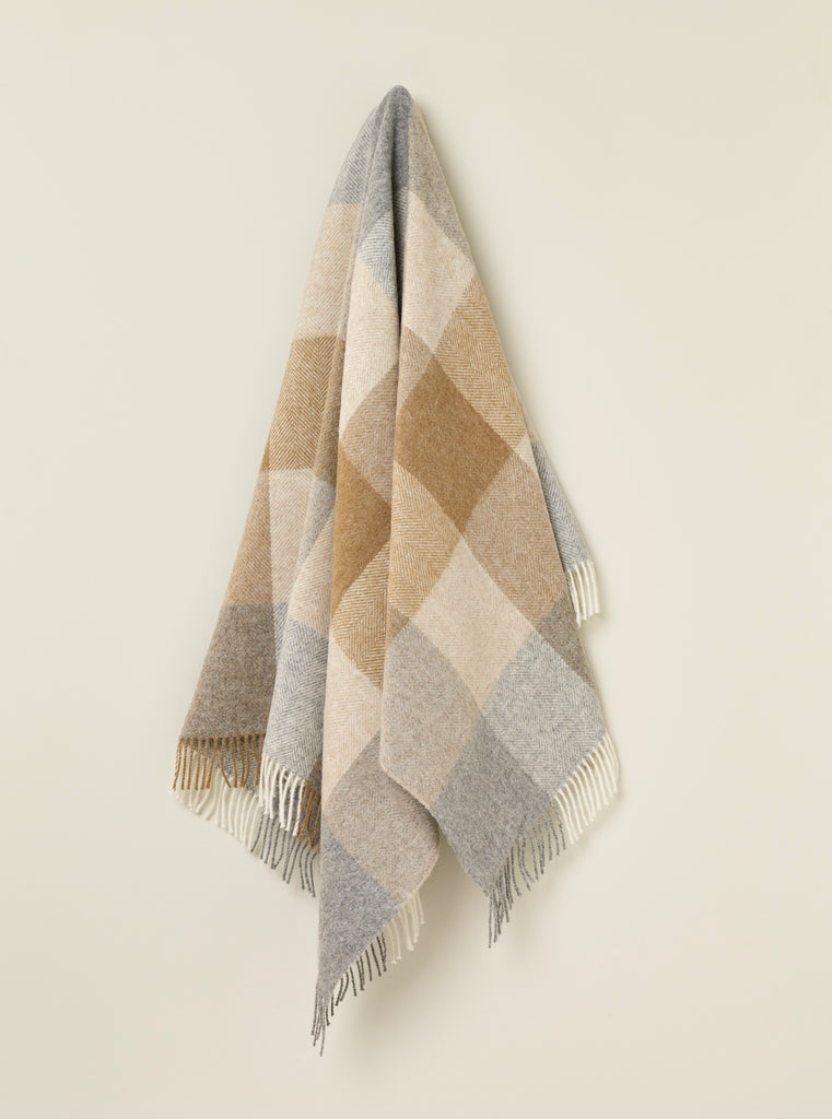 Block Check Collection - 100% British Wool Throw - Made in England