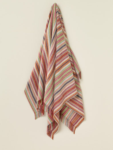 Santa Cruz Multi/Stripe-Merino Lambswool Throw-Made in England