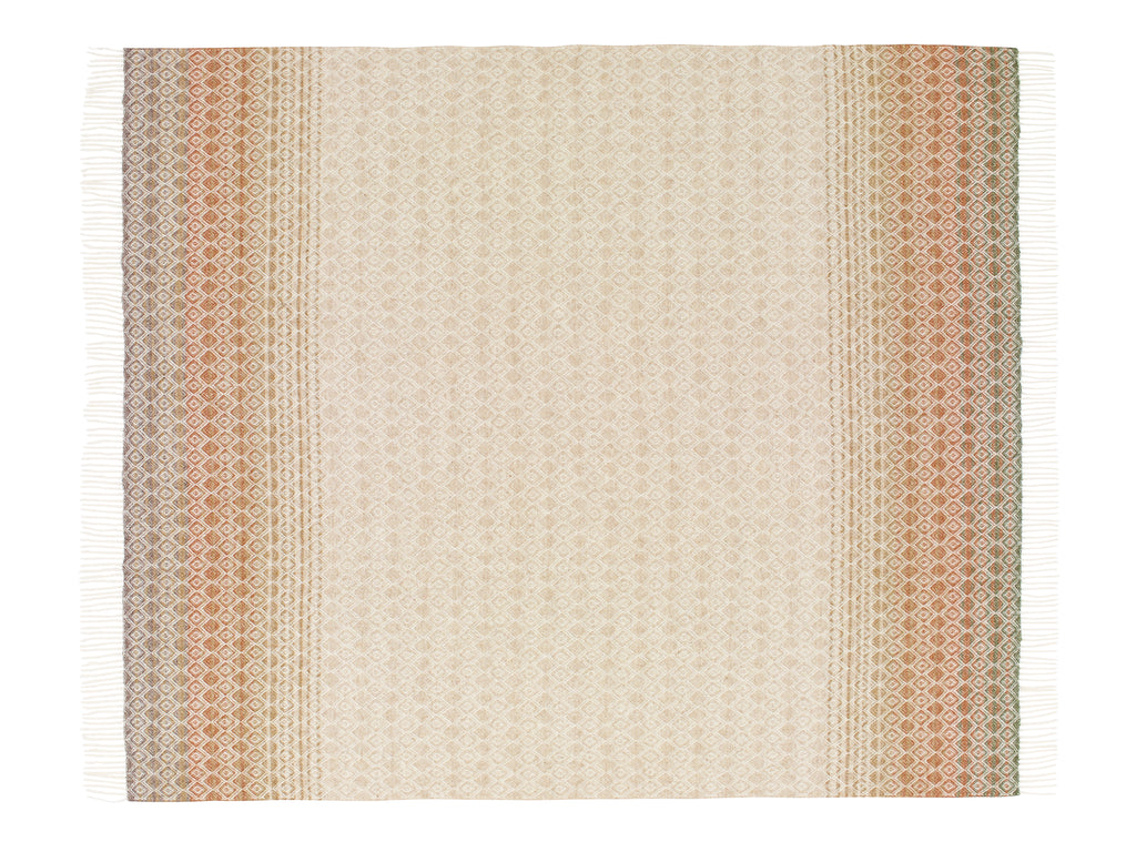 Ombre Diamond - Terracotta/Green - Shetland Quality Throw/Picnic Blanket - Made in England