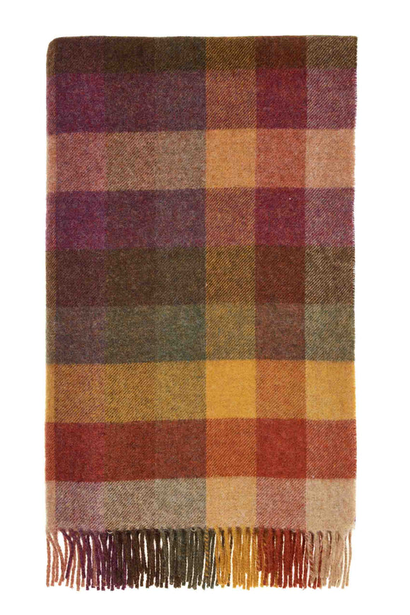 Shetland Quality - Pure New Wool - Harlequin - Autumn - Throw Blanket