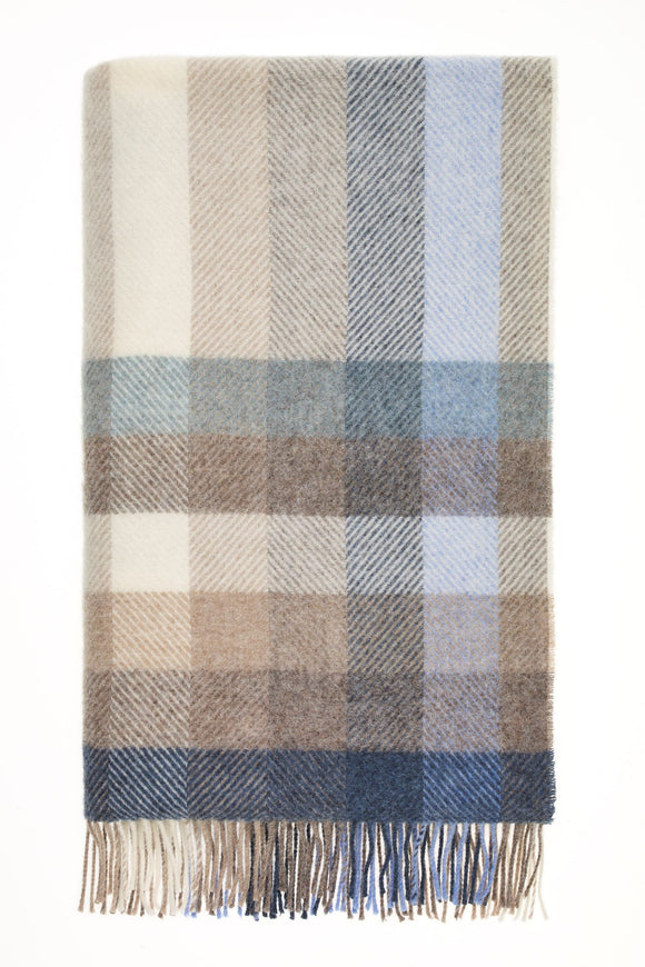 Shetland Pure New Wool - Woodale Blue - Throw Blanket - Bronte by Moon