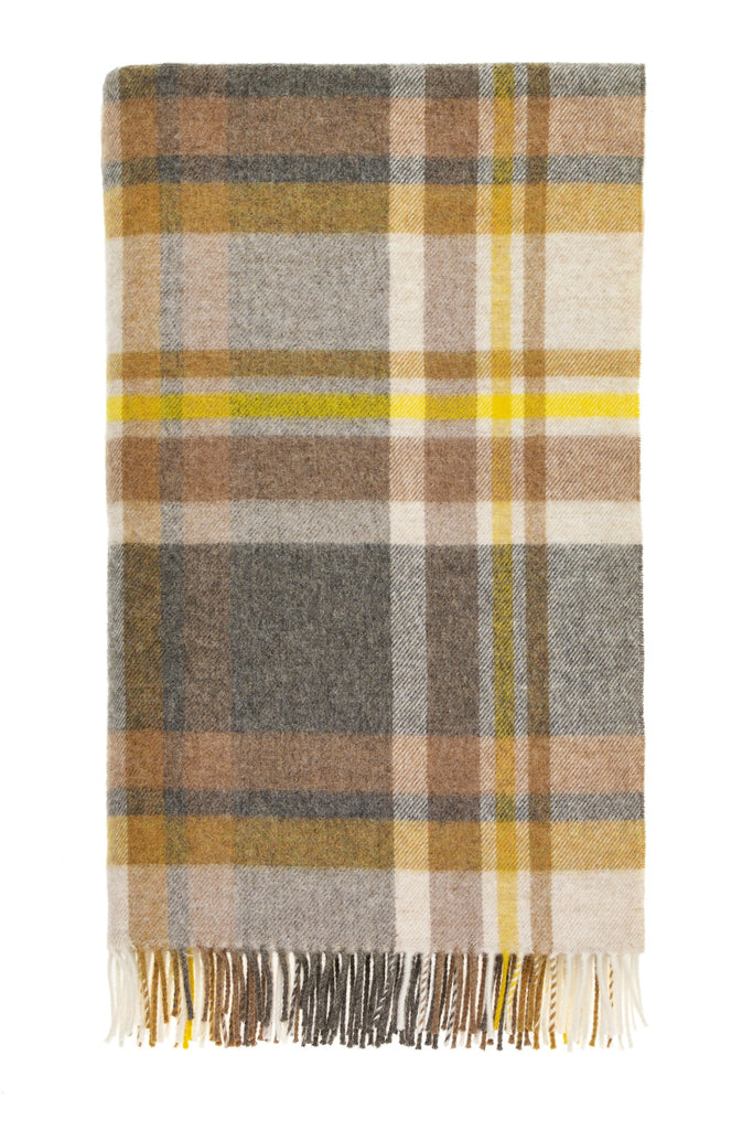 Portree Gold Throw - Merino Lambswool - Made in England