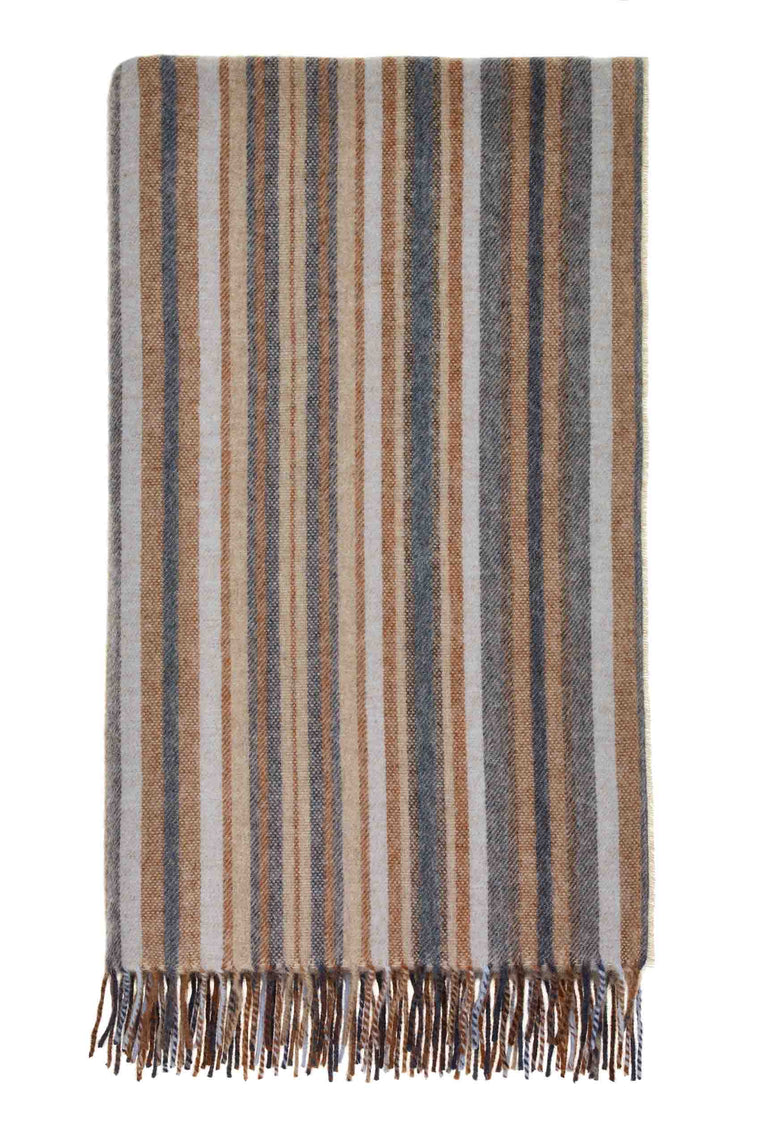 Santa Cruz-Navy/Rust-Merino Lambswool Throw-Made in England