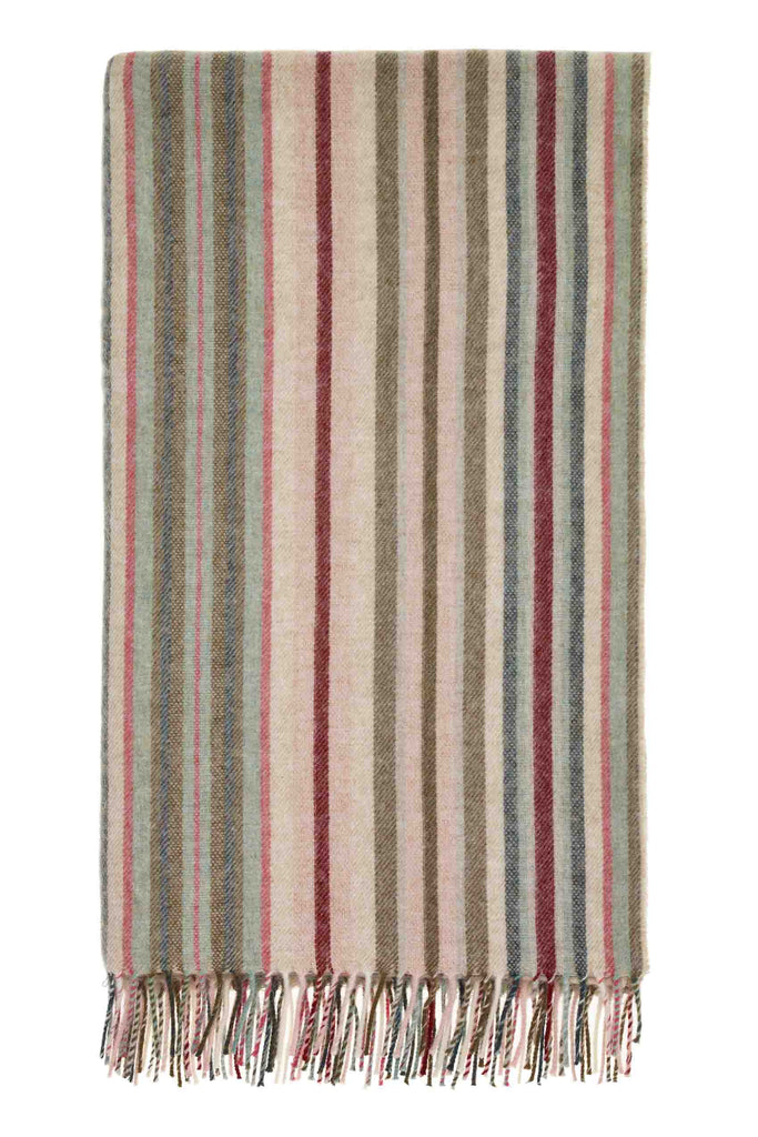 Santa Cruz-Pink/Khaki-Merino Lambswool Throw-Made in England