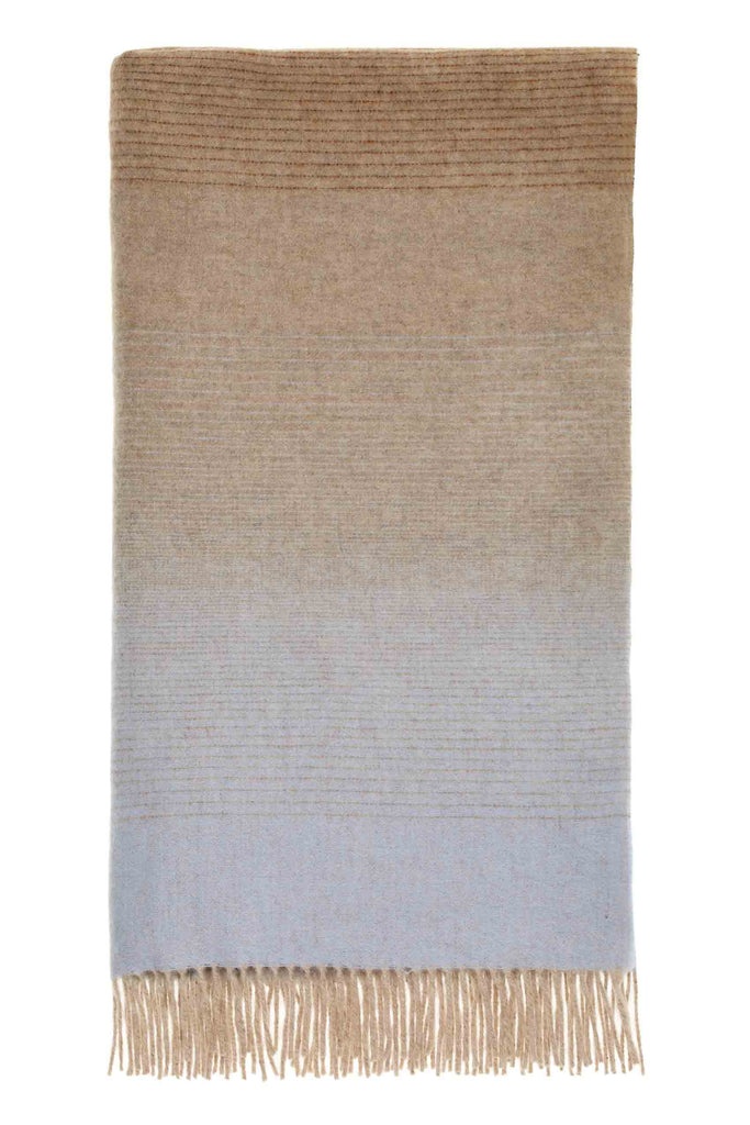 Ombre Stripe-Navy/Rust-Merino Lambswool Throw-Made in England