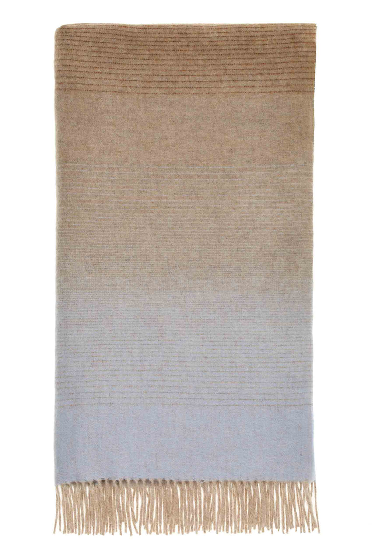 Ombre Stripe-Navy/Rust-Merino Lambswool Throw-Made in England