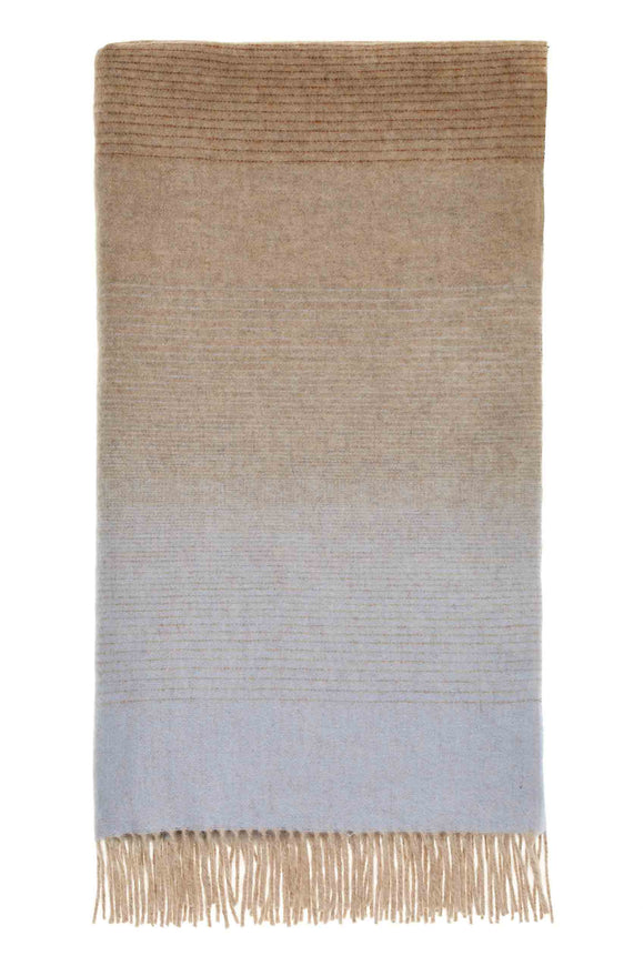 Ombre Stripe-Navy/Rust-Merino Lambswool Throw-Made in England