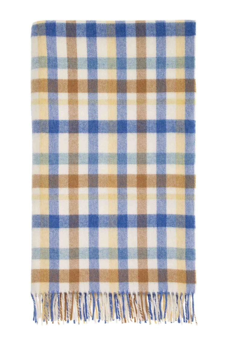 Multi Plaid / Buttercup & Blue Merino Lambswool Throw