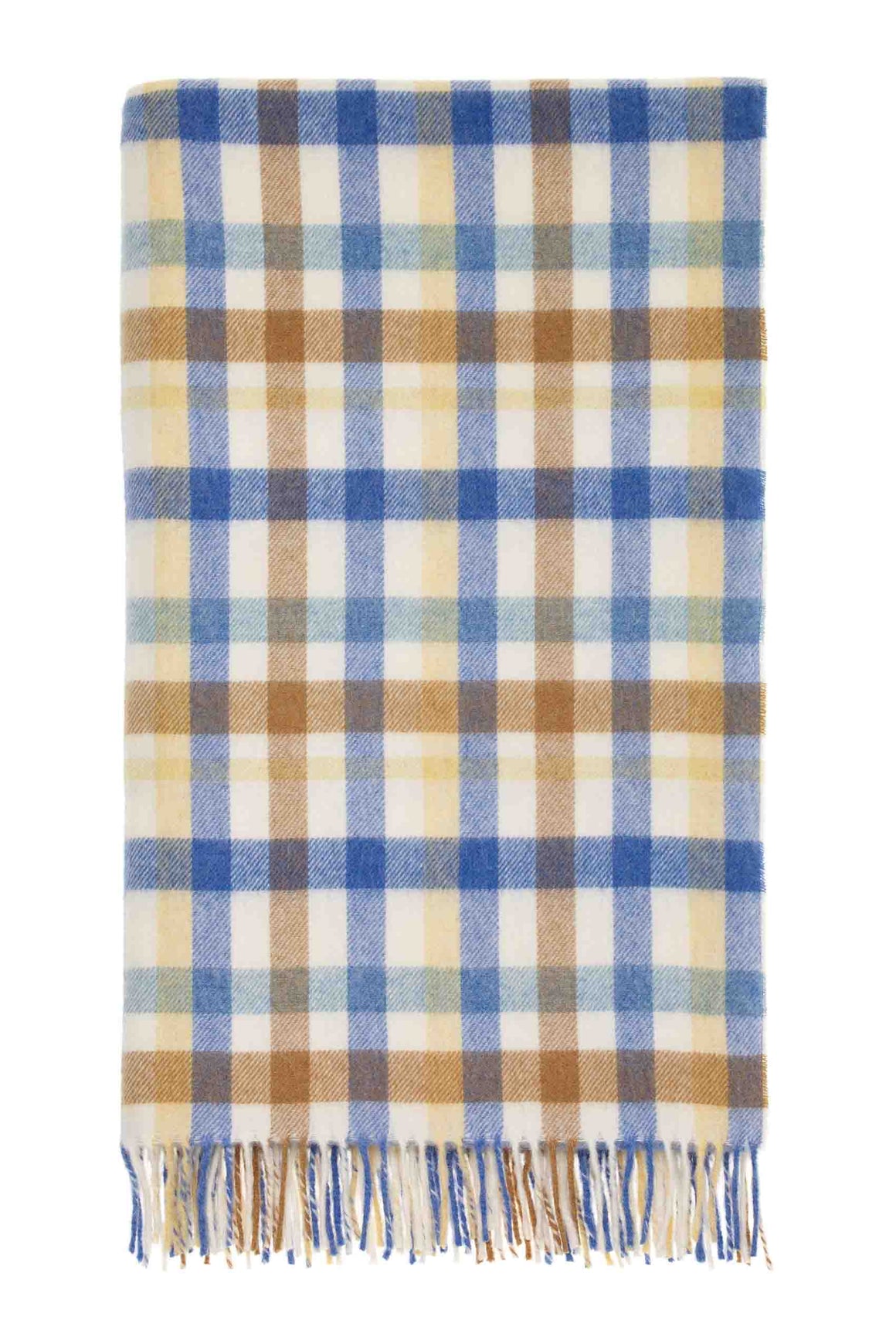 Multi Plaid / Buttercup & Blue Merino Lambswool Throw