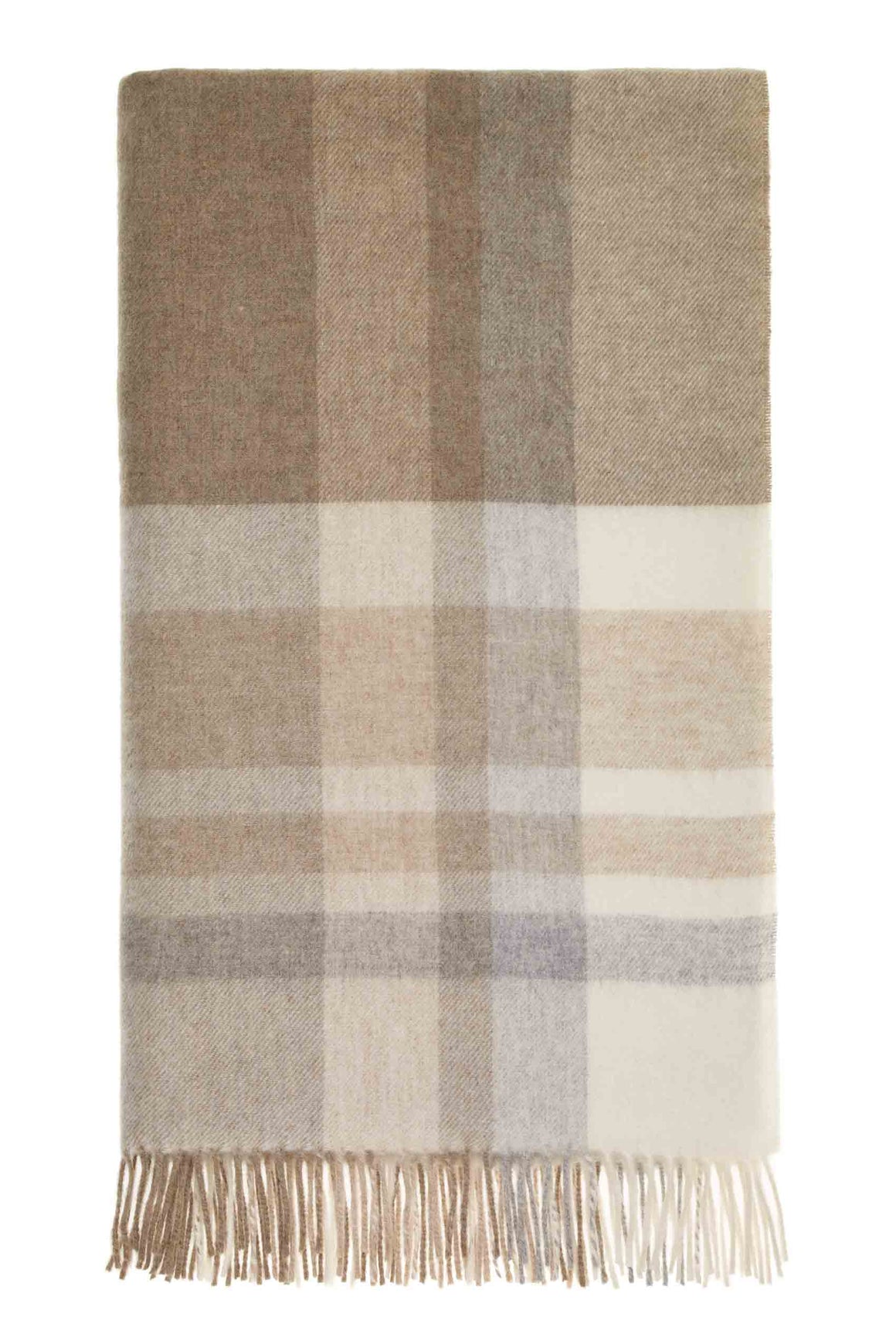 Modern Check-Natural-Merino Lambswool Throw-Made in England