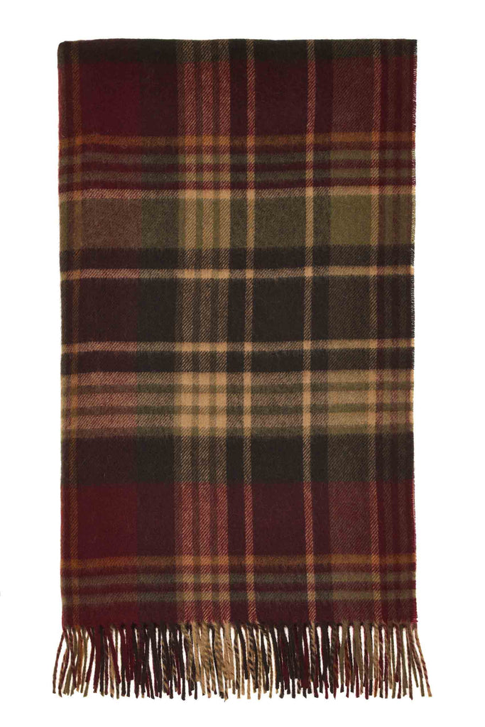 Estate Plaid-Burgundy-Merino Lambswool Throw-Made in England