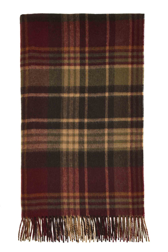 Estate Plaid-Burgundy-Merino Lambswool Throw-Made in England