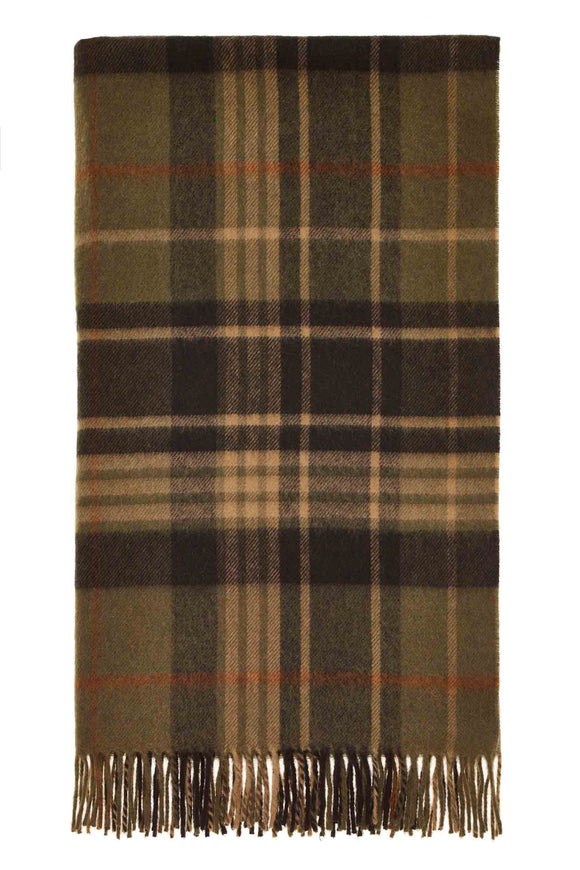 Estate Plaid-Olive-Merino Lambswool Throw-Made in England