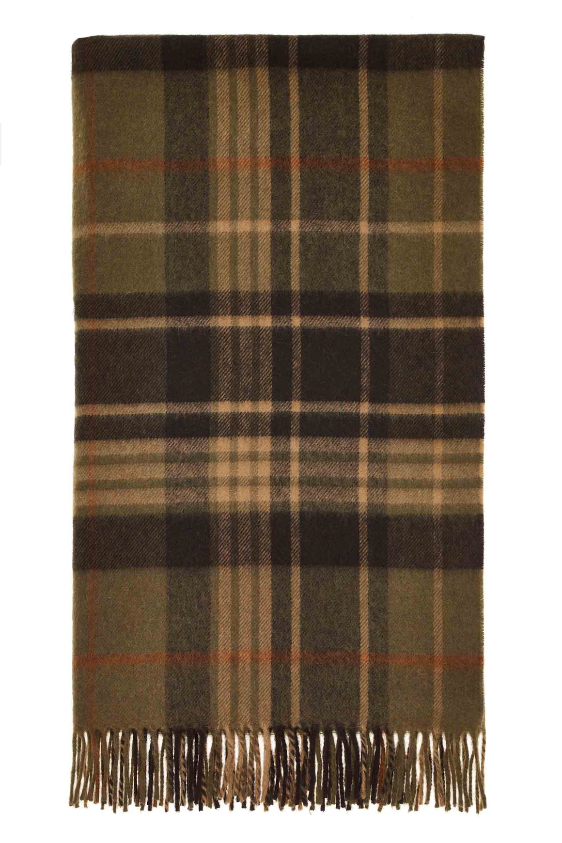 Estate Plaid-Olive-Merino Lambswool Throw-Made in England
