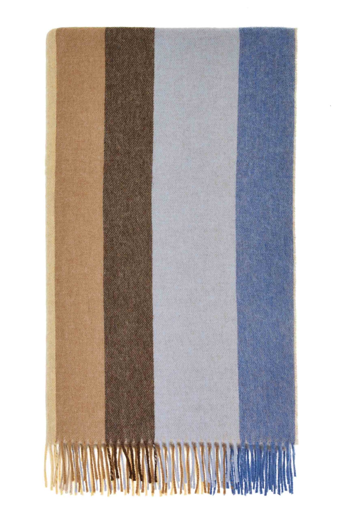 Block Stripe Yellow/Blue Merino Lambswool Throw