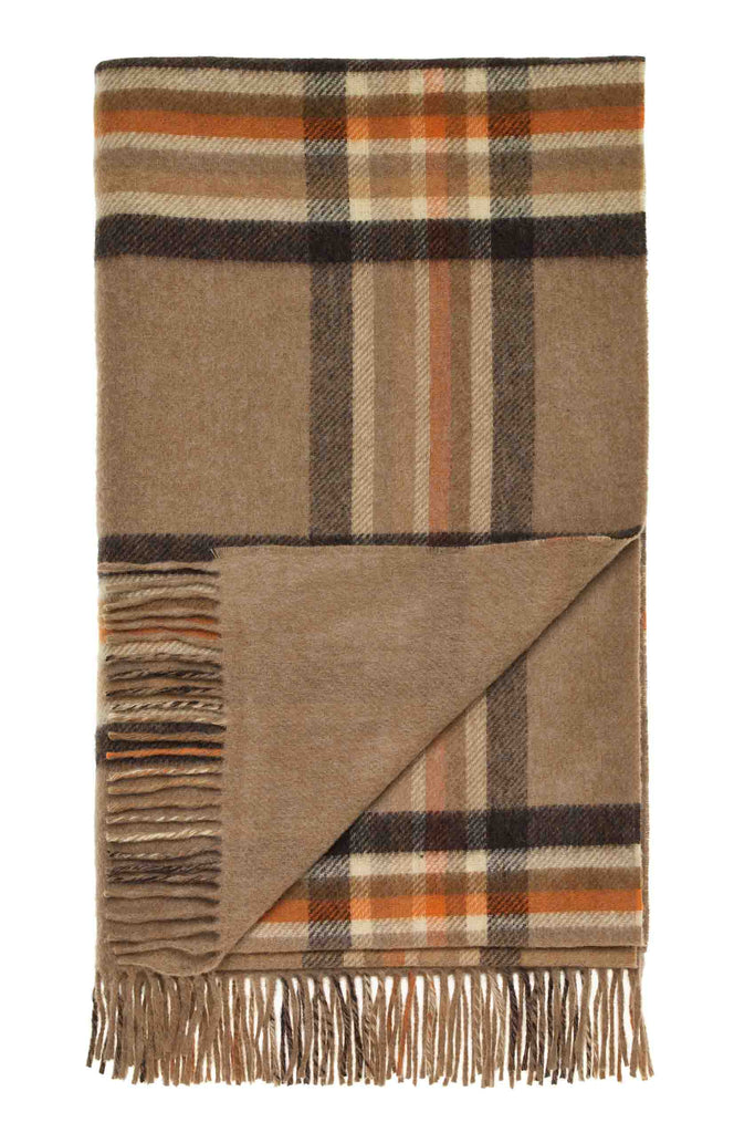 Double Faced Vintage Plaid Merino Throw - Made in England