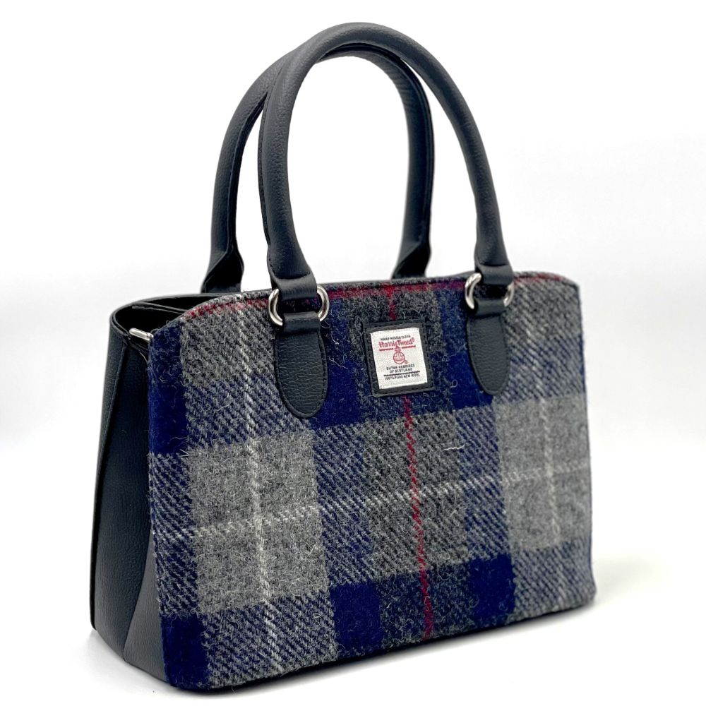 Harris Tweed - Handbag - Top Handle Bag - Blue/Gray Plaid