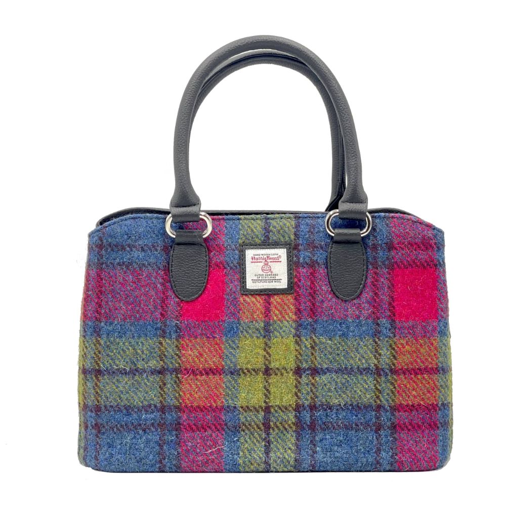 Harris Tweed - Handbag - Top Handle Bag - Blue/Pink Check