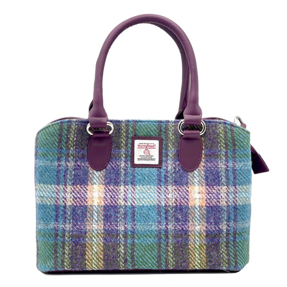 Harris Tweed - Handbag - Top Handle Bag - Green/Purple Plaid