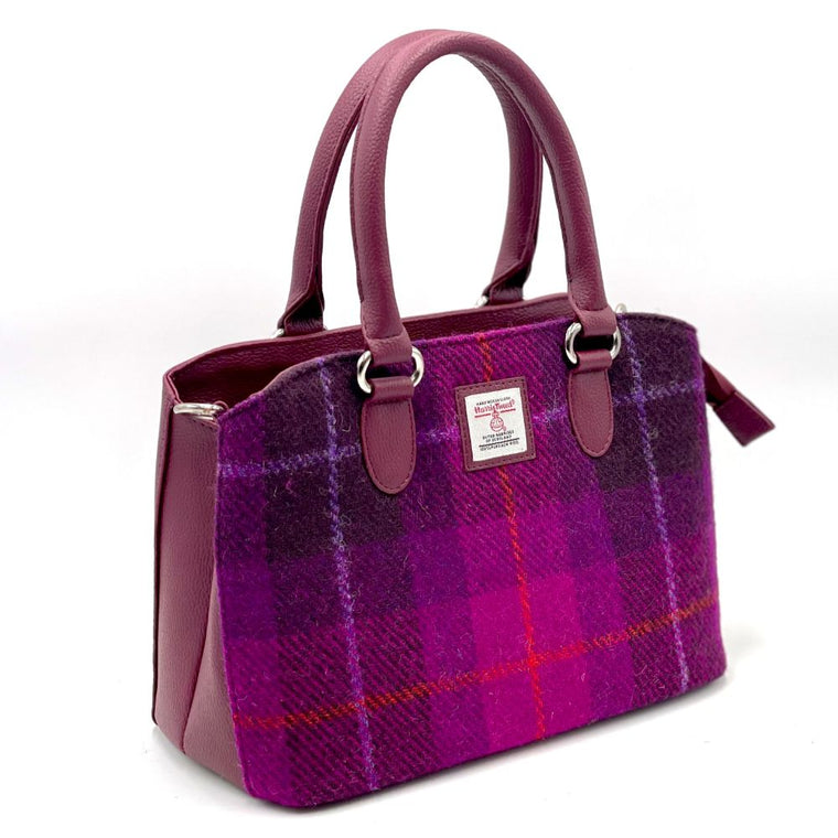 Harris Tweed - Handbag - Top Handle Bag - Purple Check