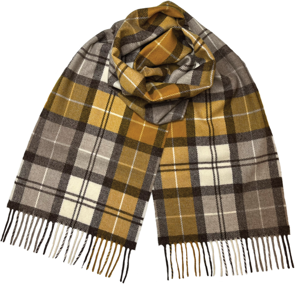 SALE!!!  Remony Merino Lambswool Scarf, Aurora Mustard Scarf, Plaid Scarf Made in Scotland