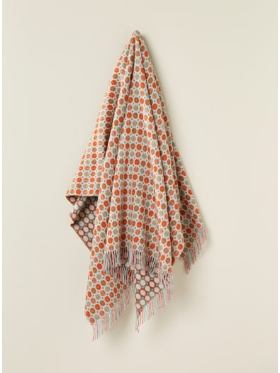 Merino Lambswool Throw Blanket - Milan - Saffron - Burnt Orange, Made in England