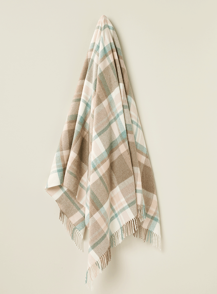 Portree Natural/Rose Throw - Merino Lambswool - Made in England