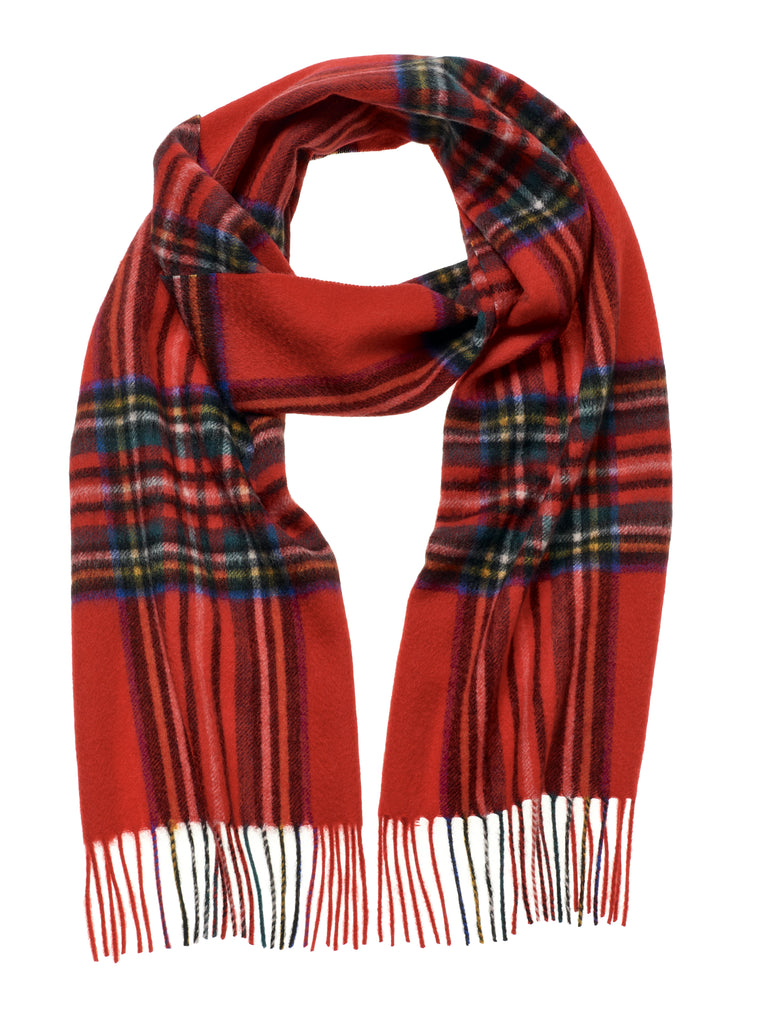 Cashmere Scarf, Red Stewart, Made in England, Bronte Moon