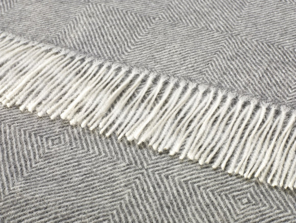 gray diamond herringbone throw blanket made from alpaca