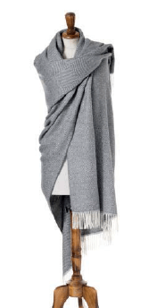 gray herringbone wrap or shawl made from alpaca, bronte moon