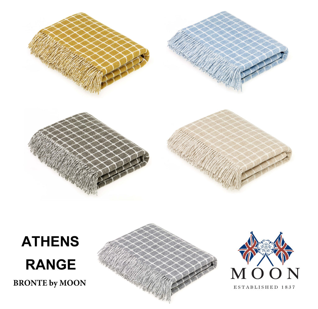 Merino Lambswool Throw Blanket - Athens Check Range - Made in England