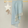 Diamond Baby Blanket - Blue - Merino Lambswool - Made in England